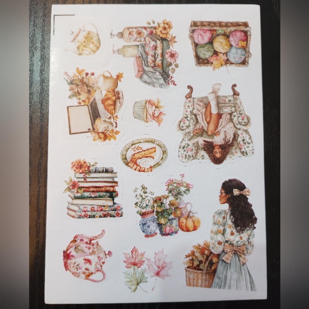 Autumn Floral Sticker Sheet Fall Home Design Accents Cottagecore Rustic